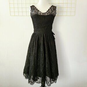 Leonard Arkin Black Lace Union Made 50s 60s Witchy Vintage Midi Dress